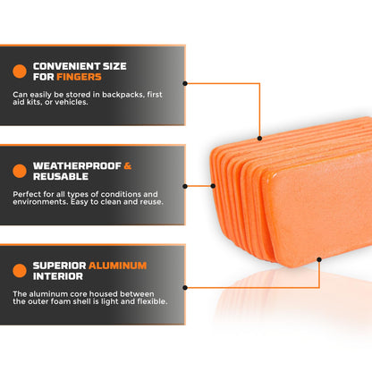 Primacare IS-5202 (Pack of 10) Padded Aluminum Finger Splints, Finger Brace for Pain Relief Sport Injuries, Basketball, Finger Buddy Wraps for Broken, Swollen Fingers or Dislocated Joint, 2", Orange