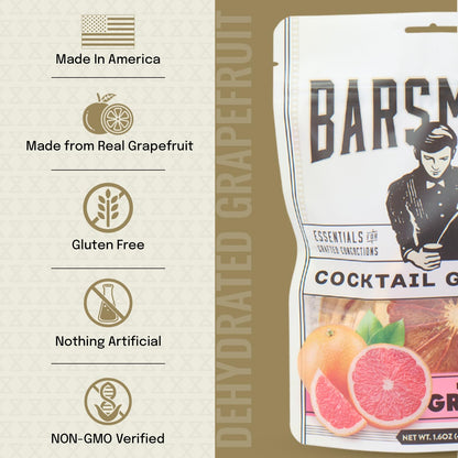 Barsmith Dehydrated Grapefruit, Made with 100% Real Grapefruit, Burst of Citrus Flavor, Perfect for Mocktail, Cocktail Garnish & Culinary Dishes, Ideal for Home & Bar Use, 1.6 oz