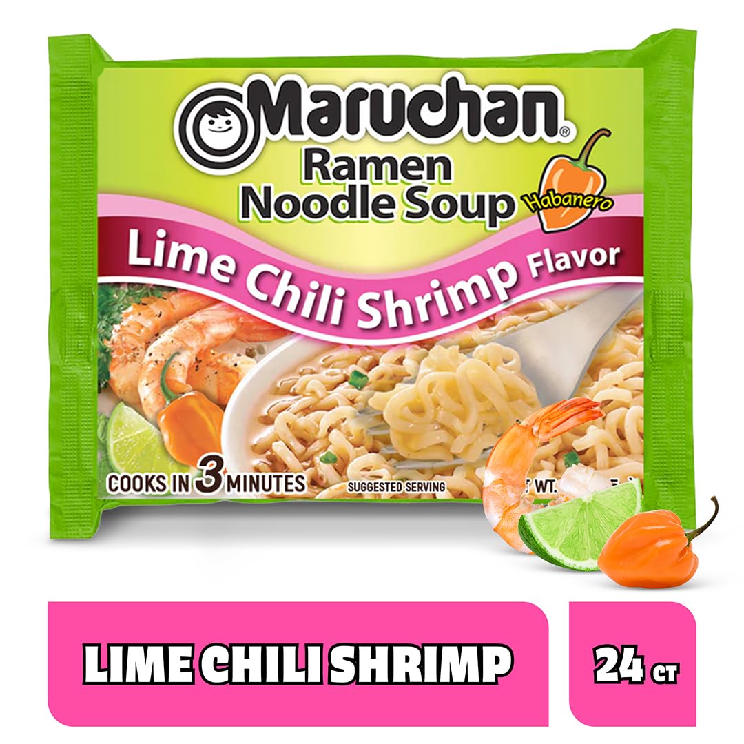 Maruchan Ramen Lime Chili Shrimp Flavor, 3.0 Oz, Pack of 24