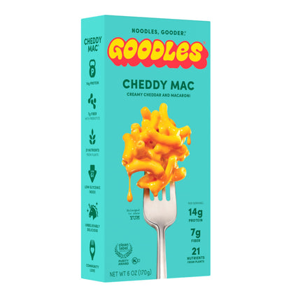 Goodles Cheddy Mac Creamy Cheddar and Macaroni Pasta - Nutrient Packed with Real Cheese, Fiber, Protein, Prebiotics, Plants, & Vegetables | Non-GMO, Organic Ingredients