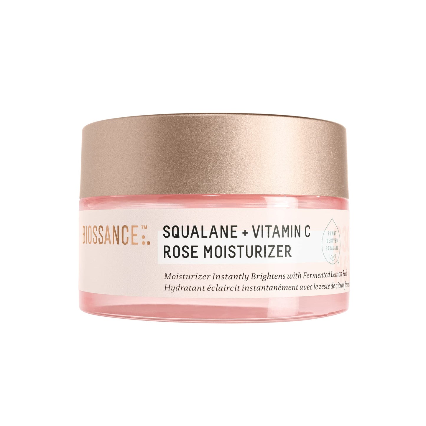 Biossance Squalane + Vitamin C Rose Face Moisturizer – Antioxidant-Rich Day/Night Face Lotion – Hydrates and Smooths Fine Lines – Even Skin Tone & Reduce Discoloration – For Radiant Skin, 1.69 Fl Oz