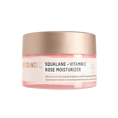 Biossance Squalane + Vitamin C Rose Face Moisturizer – Antioxidant-Rich Day/Night Face Lotion – Hydrates and Smooths Fine Lines – Even Skin Tone & Reduce Discoloration – For Radiant Skin, 1.69 Fl Oz
