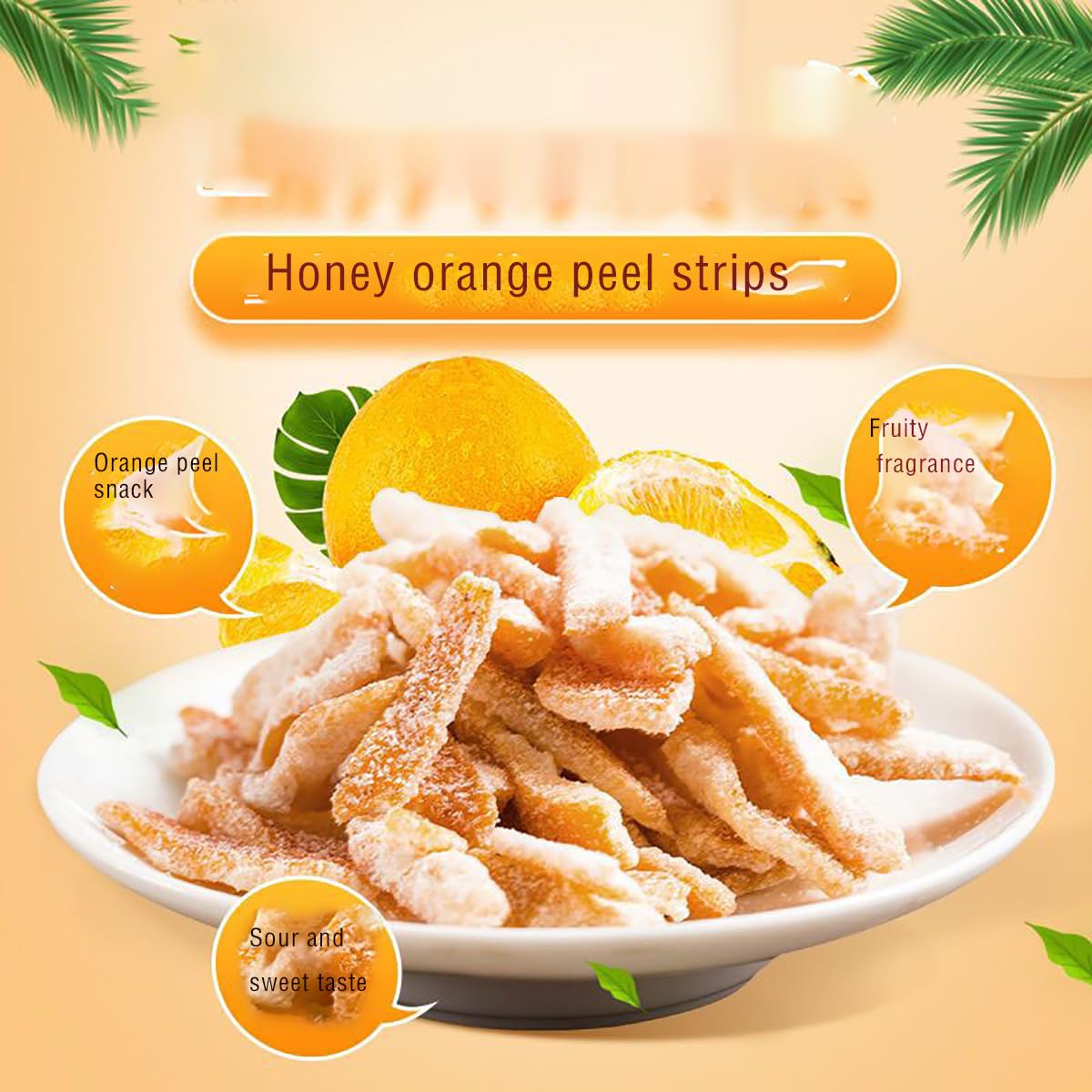 Tangerine Peel 10.6 OZ. Orange Peel Honey Tangerine Peel Casual snack snacks candied fruit dried Making tea Dried Mandarin Orange Peel Real Fruit