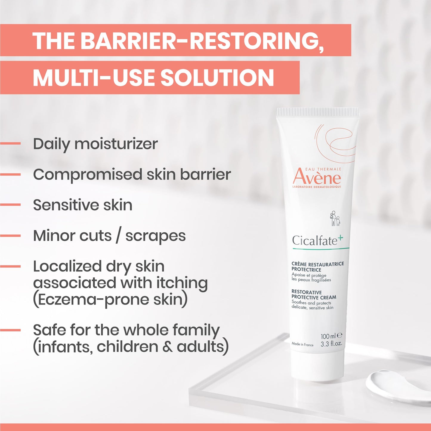 Avène Cicalfate+ Restorative Protective Cream, Face Moisturizer, face cream for sensitive skin, helps restore skin barrier, restorative cream, safe for infants, children and adults