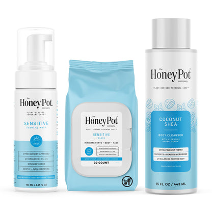 The Honey Pot Company - Sensitive Skin Ritual - Feminine Care Wash & Wipes and Body Wash for Women