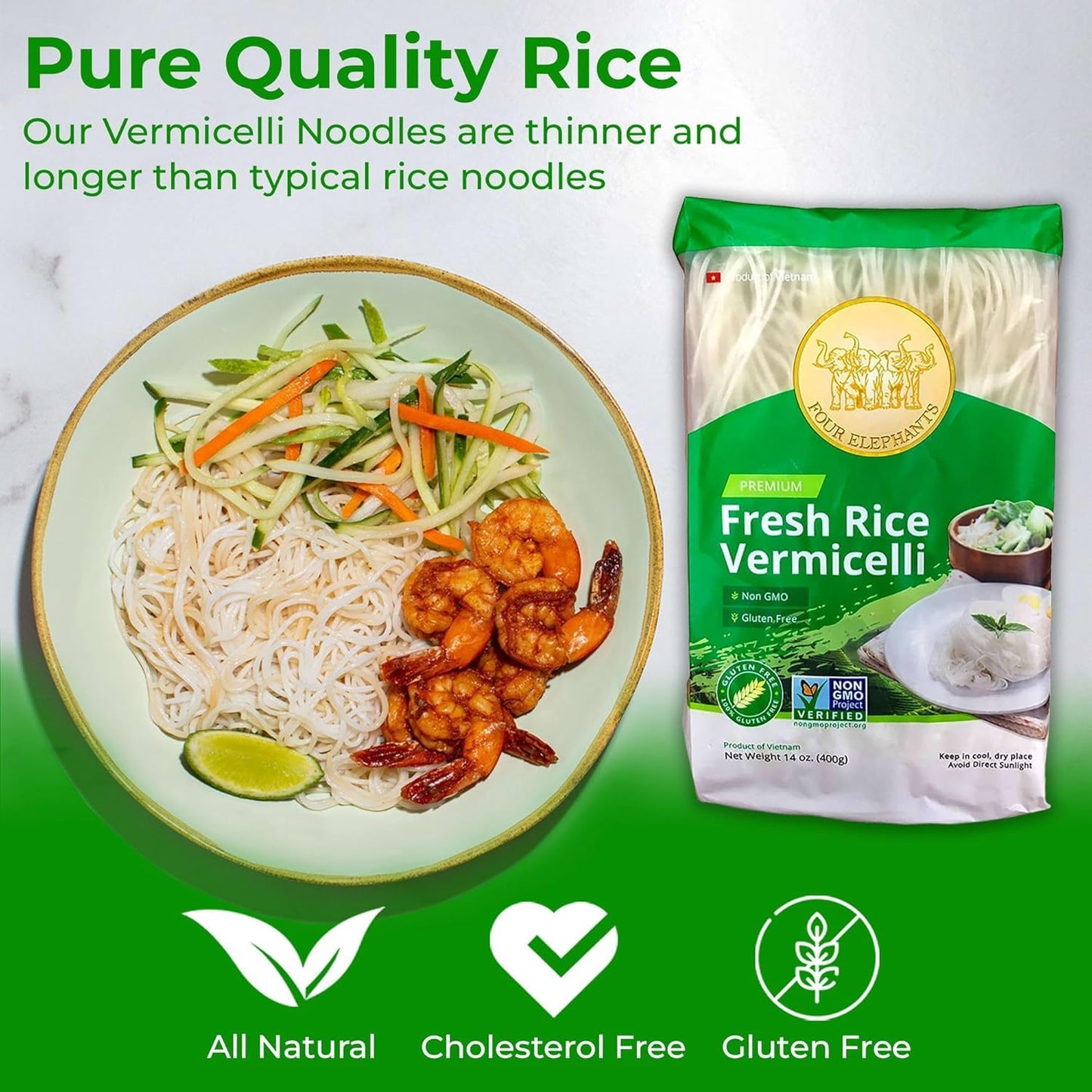 Authentic Asian Pantry Spicy Ramen Noodles 4 Pack + FREE Four Elephants Rice Vermicelli | Korean Ramen Soup + Thin Rice Noodles | Easy Meal Kit, Non-GMO, Gluten-Free