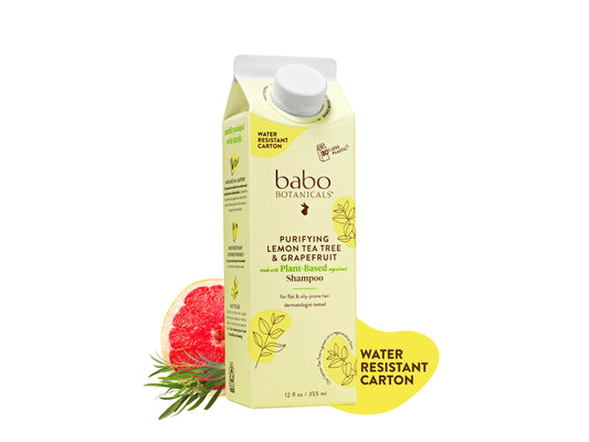 Babo Botanicals Purifying Lemon Tea Tree & Grapefruit Shampoo + Bundle with Conditioner – For Flat, Oily Prone Hair – Add body & shine - Passion Fruit Ferment for scalp