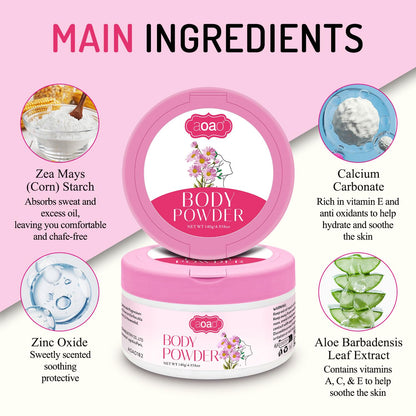 Body Powder for Women, Dual-Powder Base Talc-Free, Zinc Oxide Protect, Botanical Soothing, Feminine Essential Dusting Powder with Puff, After Bath Absorption & Anti-Chafe for Neck & Delicate skin, 5oz