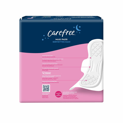 Carefree Maxi Pads for Women, Overnight Pads with Wings, 28ct | Carefree Pads, Feminine Care, Period Pads & Postpartum Pads | 28ct (Pack of 1)