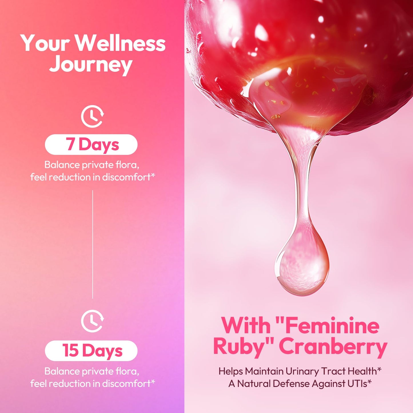 Vaginal Probiotics for Women 100 Billion CFU with Cranberry Extract for pH Balance & UTI Support, Plus Prebiotics & Lactobacillus, Triple Action for Vaginal, Urinary & Gut Health, 30 Capsules