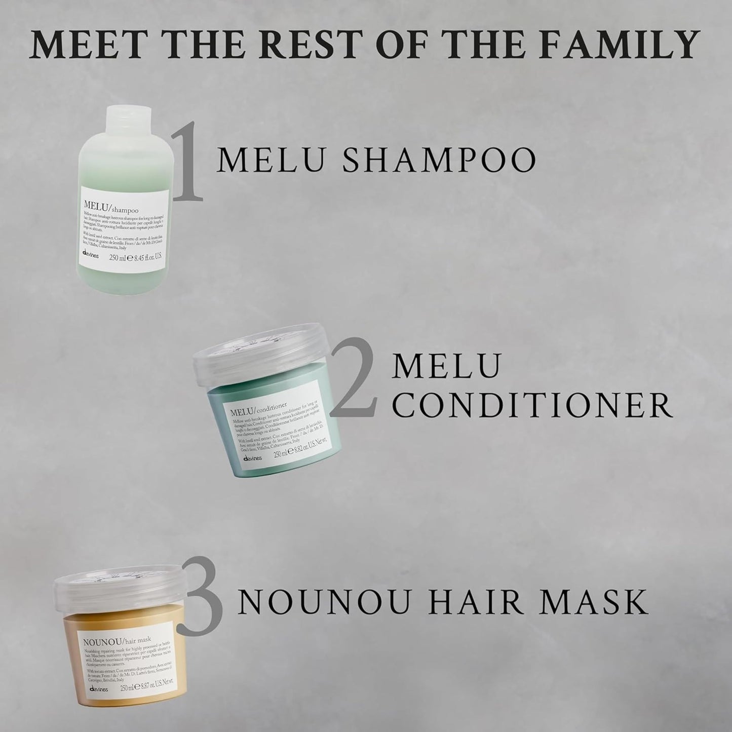 Davines MELU Hair Shield, Thermal Leave-On Conditioning Antistatic Action for All Types of Hair - Ideal Heat Protectant from Stress Caused by Straightener or Blow Dryer with Lentil Seeds, 8.45 Fl Oz