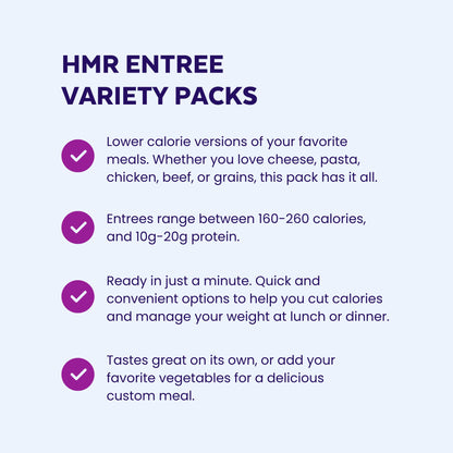 HMR Customer Favorites Entrée Pack | Ready to Eat Meals – Shelf Stable, No Refrigeration | Prepared Meals for Lunch or Dinner | 6 Premade, High-Protein, Low-Calorie | 7–8 oz Microwave-Ready