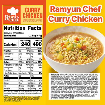 Nongshim Ramyun Chef, Instant Ramyun Noodles with Soup Mix, Curry Chicken, 4.02 Oz (Pack of 4)