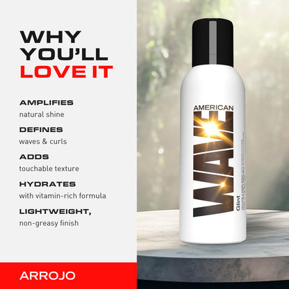 Arrojo Glint Texture & Shine Spray, 6.7oz – Sulfate & Paraben Free Lightweight Hair Spray – Frizz Control & Flexible Hold for Curly Hair with Vitamin E & Fruit Extracts