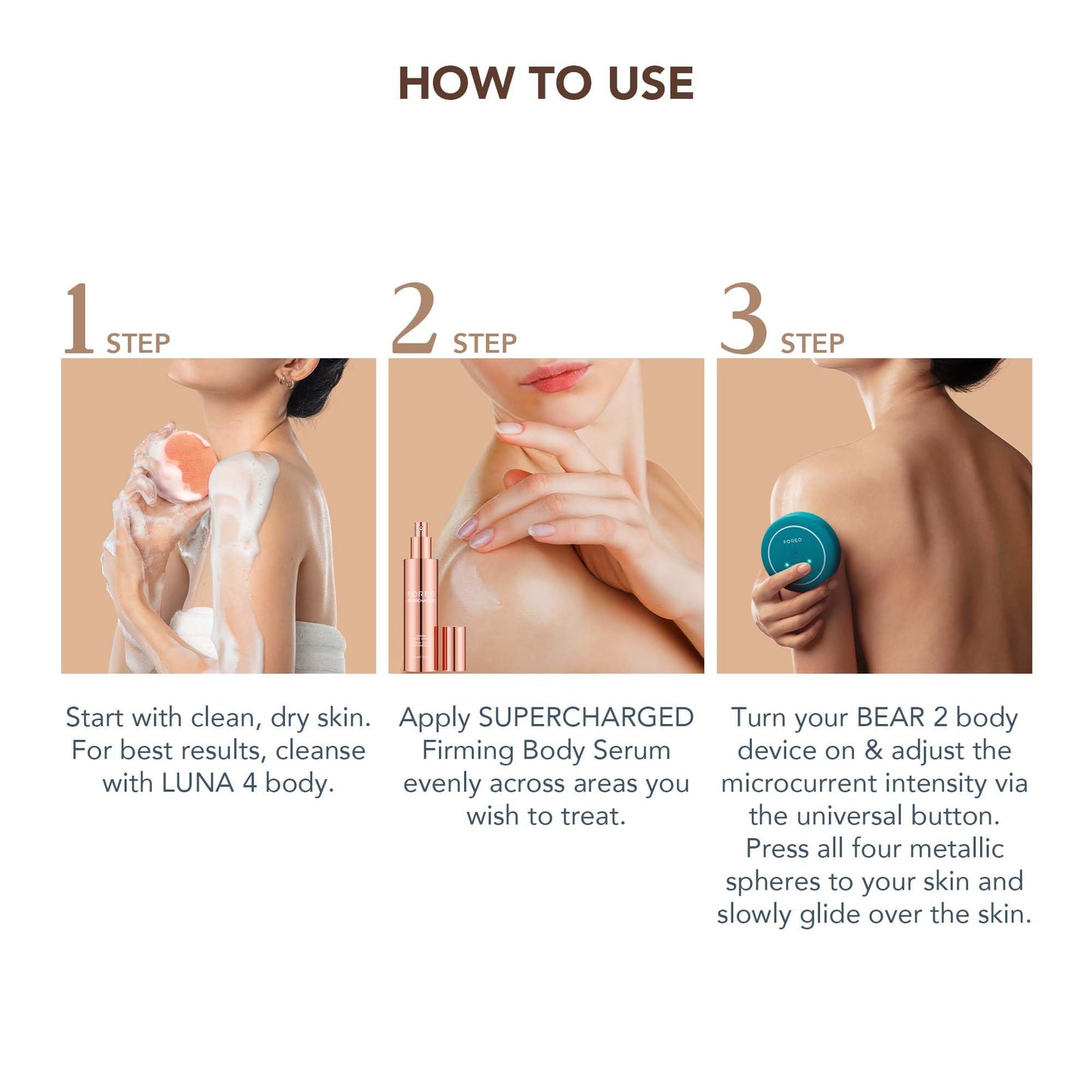 FOREO SUPERCHARGED Firming Body Serum, 3.4 fl oz - Conductive & Toning - Anti Cellulite - Antioxidant Skin Care - Anti Aging Hyaluron Serum - Body Lotion For All Skin Types
