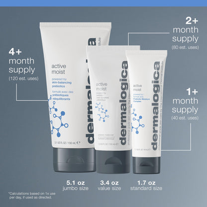 Dermalogica Active Moist Face Moisturizer, Oil-Free Lightweight Daily Hydrating Lotion, Helps Improve Skin Texture and Combat Surface Dehydration for Women and Men
