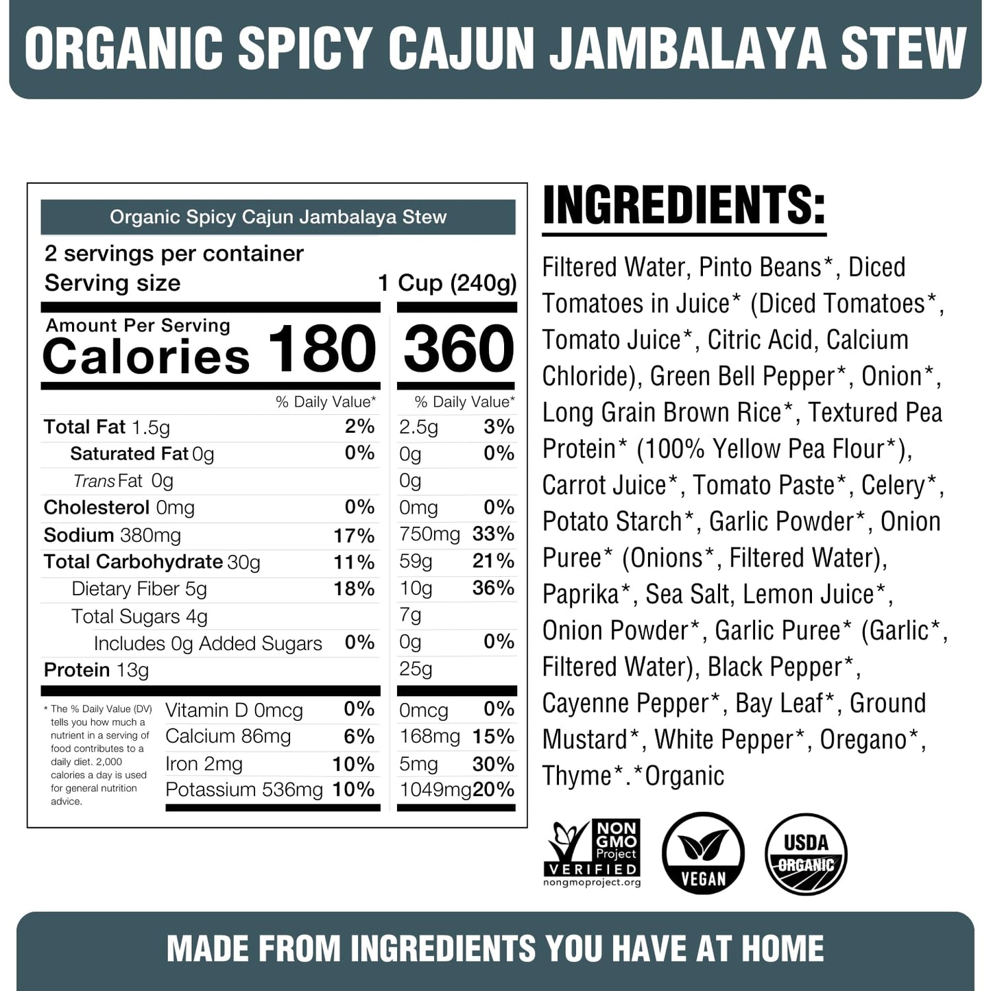 PLANTSTRONG Chili & Stew – USDA Organic, Non-GMO, Plant-Based, Vegan, Gluten-Free, Oil-Free, Lightly Salted, Ready to Heat & Serve (16.9 oz, Spicy Cajun Jambalaya Stew)