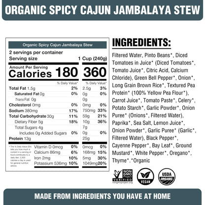 PLANTSTRONG Chili & Stew – USDA Organic, Non-GMO, Plant-Based, Vegan, Gluten-Free, Oil-Free, Lightly Salted, Ready to Heat & Serve (16.9 oz, Spicy Cajun Jambalaya Stew)
