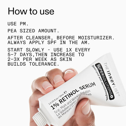 The INKEY List SuperSolutions 1% Retinol Serum for Face and Neck, Helps with Scar, Wrinkle and Skin Tone Appearance for Healthy-Looking Skin, 1.01 fl oz