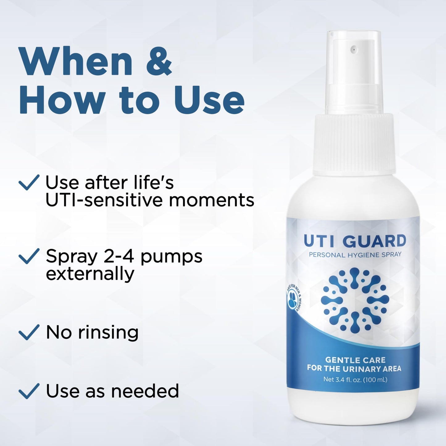 UTI Guard - UTI Prevention Spray - External, No Rinse - Gentle & Discreet - 3.4 fl oz