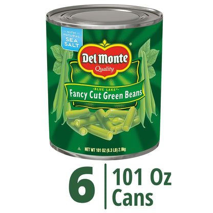 Del Monte Blue Lake Fancy Cut Green Beans, Canned Vegetables, 6.31 lb, Pack of 6