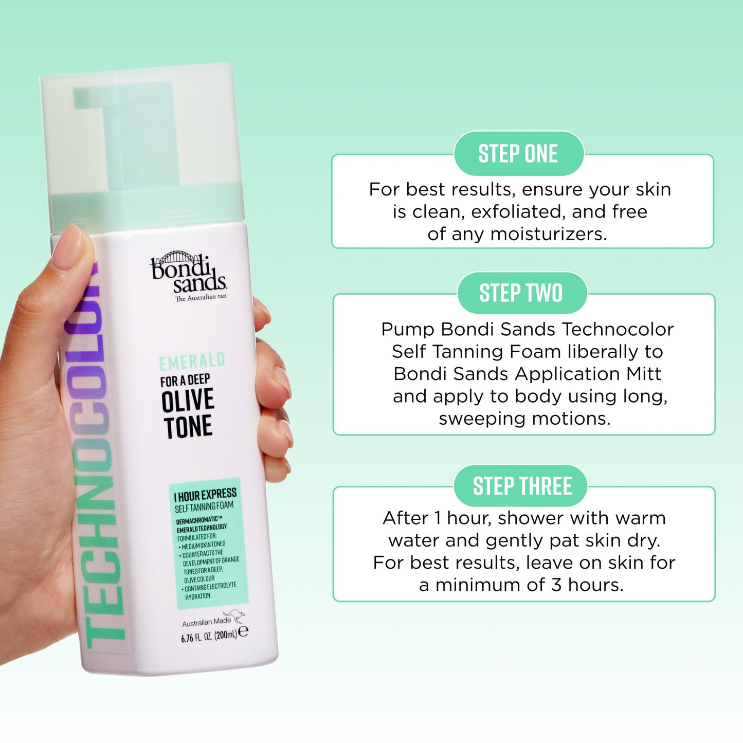 Bondi Sands Technocolor 1 Hour Express Self Tanning Foam, Innovative Formula, Hydrates for Natural Enhanced Skin Results, Available in 4 Shades