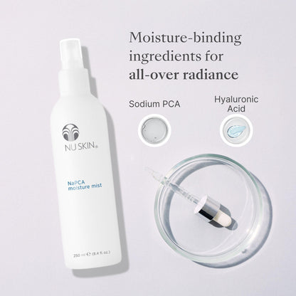 Nu Skin NaPCA Moisture Mist | Revitalizing Moisturizer & Cooling Mist with Hyaluronic Acid | Hydrating Spray for Face, Body & Hair | Sodium PCA for All Skin Types | 8 oz | 2 Pack