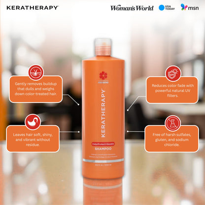 KERATHERAPY Keratin Infused Color Protect Shampoo, 33.8 fl. oz., 1000 ml - Gluten Free Color Protecting Shampoo for Color Treated Hair with Kerabond Technology, Red Raspberry Oil, Omega 3 & 6