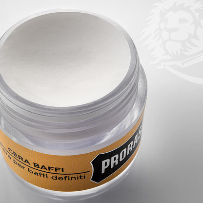 Proraso Medium Hold Moustache Wax - Natural Finish Beard & Moustache Styling Wax - Cream-to-wax Formula - 0.5oz