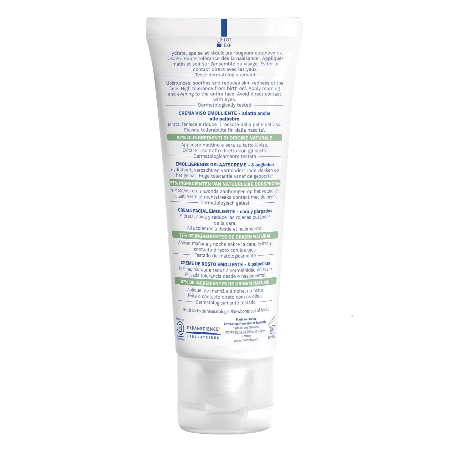 Mustela Stelatopia Eczema-Prone Skin Emollient Baby Face Cream - Face Moisturizer with Natural Avocado & Sunflower Oil - Fragrance-Free - 1.35 Fl Oz (Pack of 1)