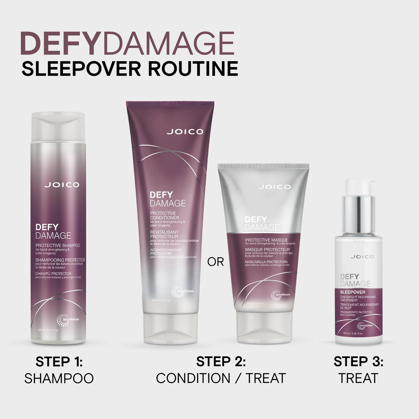 Joico Defy Damage Sleepover Overnight Nourishing Treatment | Instantly Softens & Smooths | Strengthen Bonds | Reduce Breakage & Split Ends | No Rinse Formula | With Arginine & Keratin
