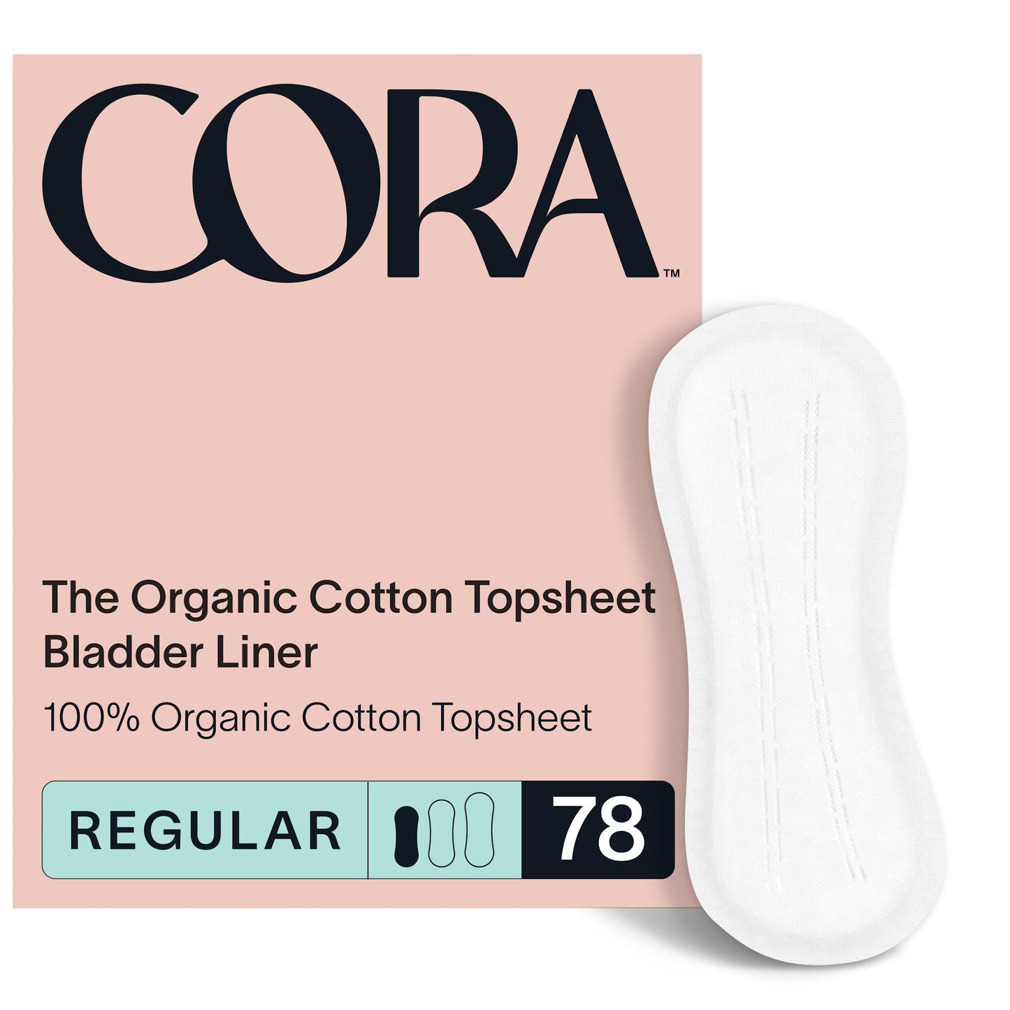 Cora Organic Feminine Care | 78 Regular Bladder Liners (Incontinence & Postpartum Pads) and a Menstrual Period Cup | Medical Grade Silicone | Eco-Conscious | Bundle Pack