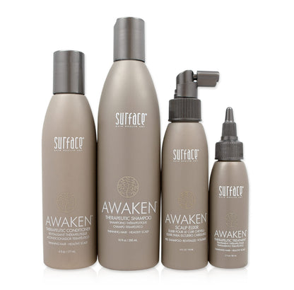 Surface Hair - Awaken Kit: Shampoo, Conditioner, Scalp Elixir and Therapeutic Treatment - for Thinning Hair, Hair Loss and Thickening