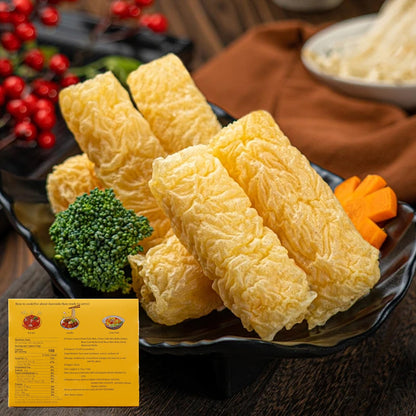 GCYYSIQS Bean Curd Roll,Fried Bean Skin Rolls,120g/4.23oz/bag,Asian Tofu Snack,for Hot Pot, Soup,Noodles响铃卷 (2bags)