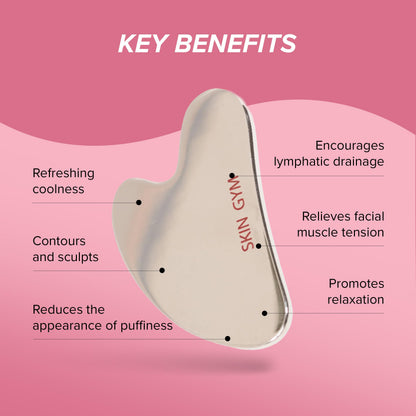 SKIN GYM Cryo Stainless Steel Sculpty Heart Gua Sha, Cooling Facial Massage Tool for Sculpting and Relaxation