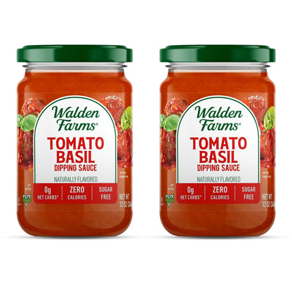 Walden Farms Tomato Basil Pasta Sauce – Zero Calorie, Sugar Free, Keto & No Carb Sauce for Pasta, Veggies & More – 2-Pack, 12 oz Bottles
