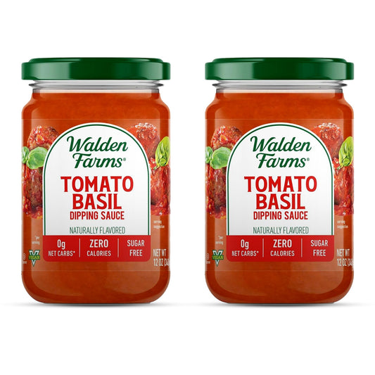 Walden Farms Tomato Basil Pasta Sauce – Zero Calorie, Sugar Free, Keto & No Carb Sauce for Pasta, Veggies & More – 2-Pack, 12 oz Bottles