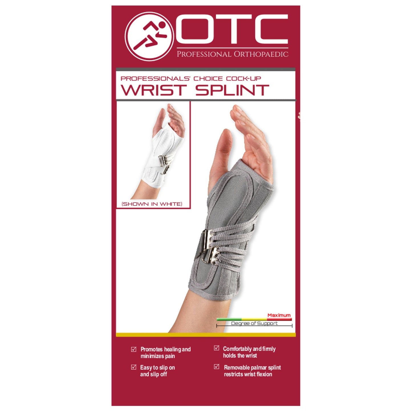 OTC Wrist Splint, Cock-Up Lacing, Canvas, ProChoice, Grey, Medium (Left Hand)