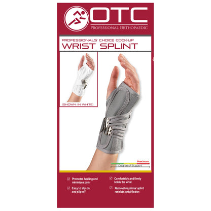 OTC Wrist Splint, Cock-Up Lacing, Canvas, ProChoice, Grey, Medium (Left Hand)