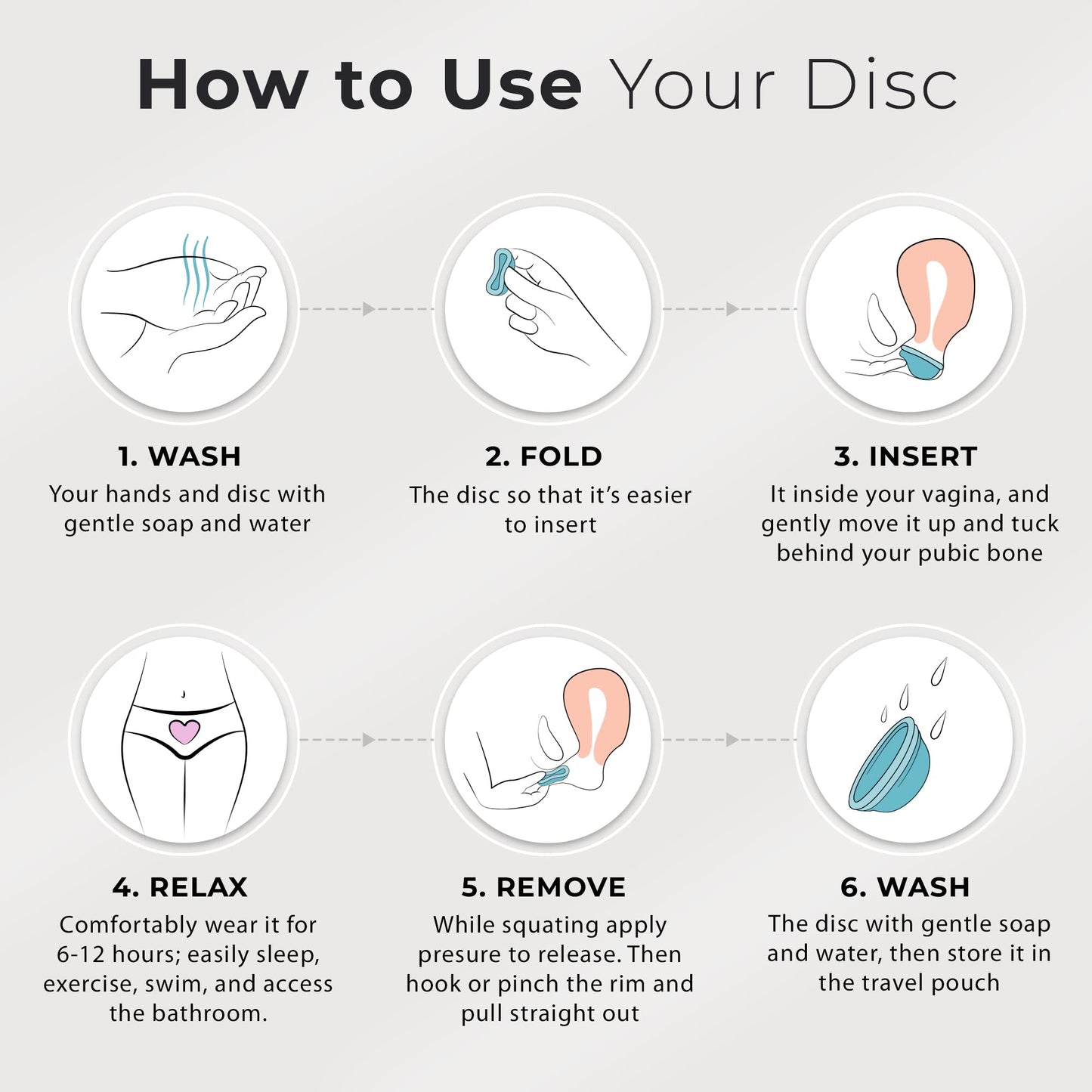 Reusable Menstrual Disc - Set of 2 Soft Period Discs for Women - Flexible, Leak-Proof, Medical-Grade Silicone Menstrual Cup for Comfortable, Eco-Friendly, Long-Lasting Protection (2 Large)