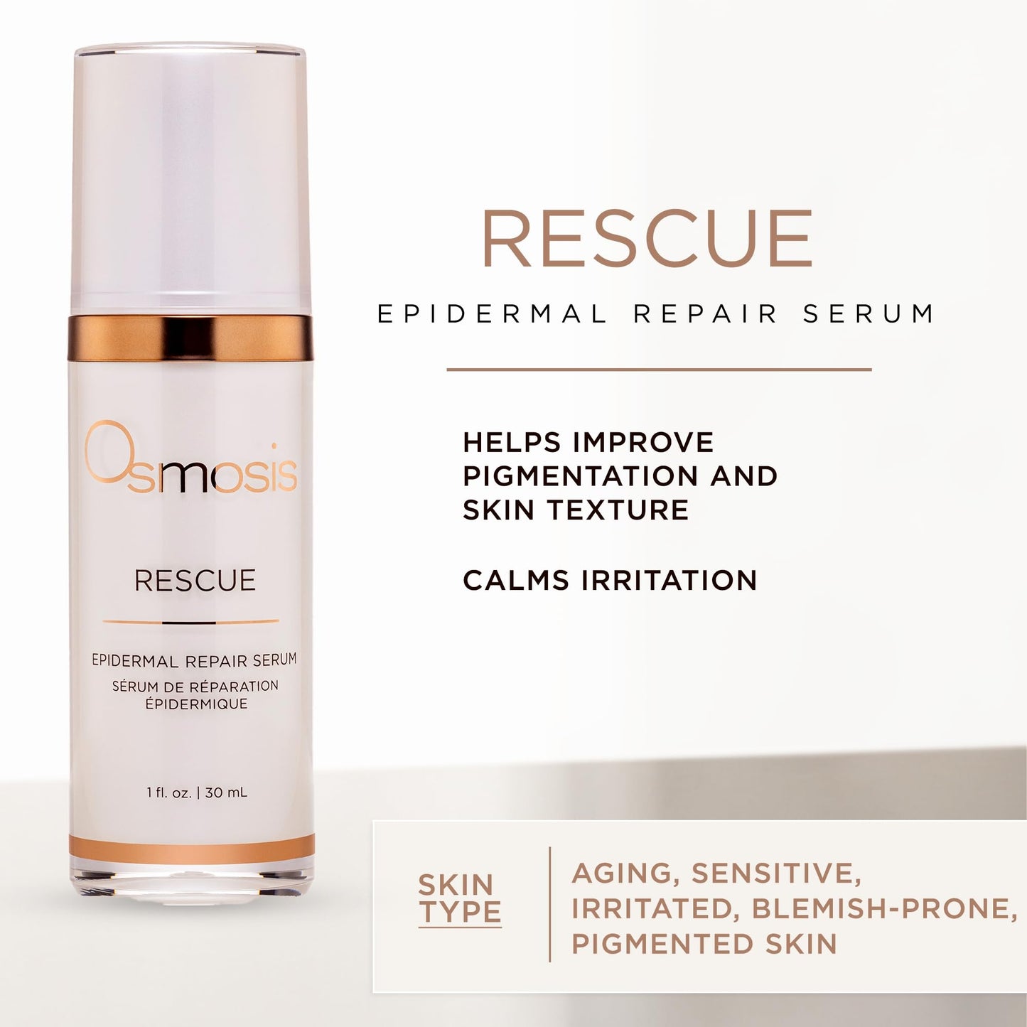 Osmosis RESCUE Epidermal Repair Facial Serum, Calms Skin Redness and Irritation To Refresh Healthy Skin For Aging, Sensitive, Blemish-Prone Skin, 1 Fl Oz