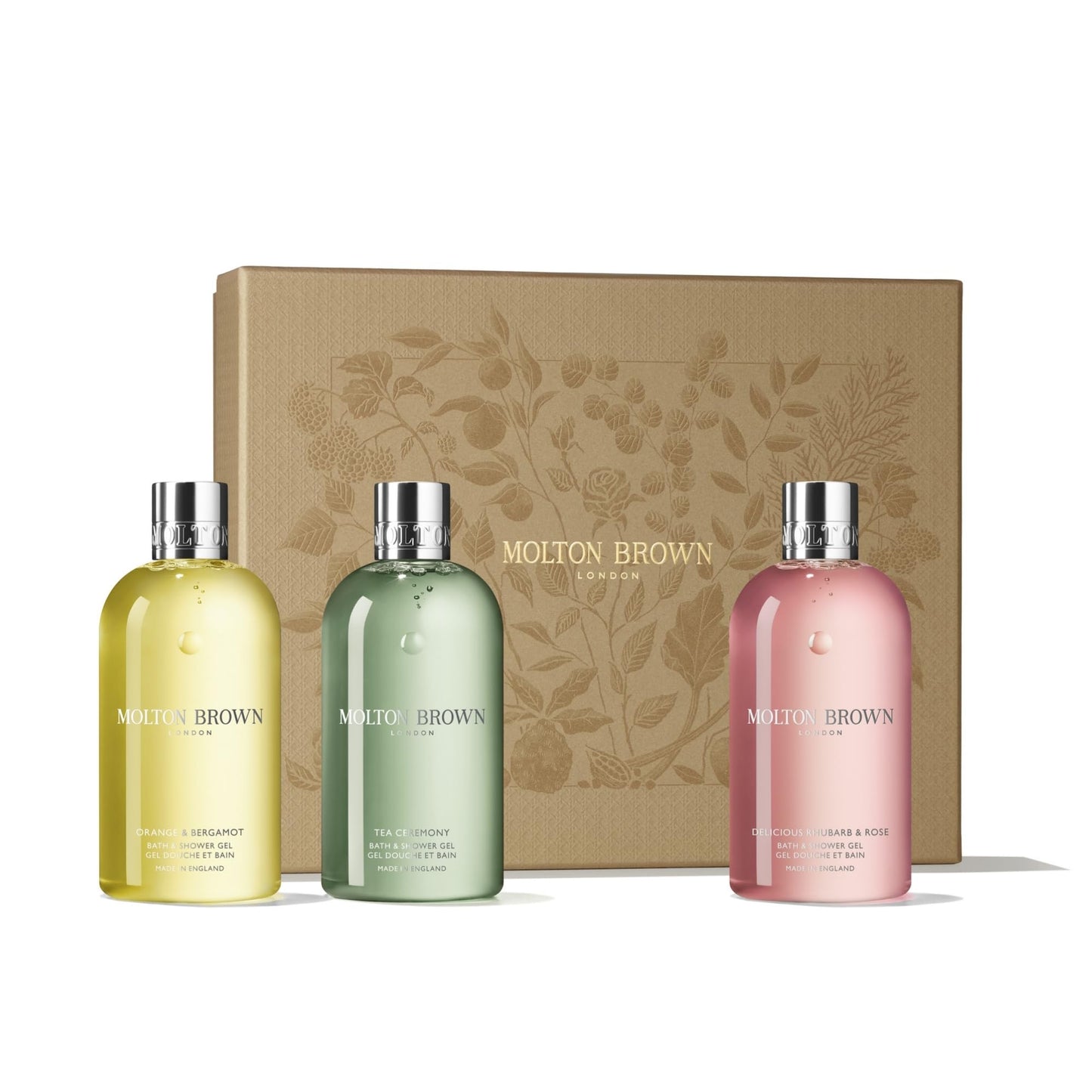 Molton Brown Floral & Green Body Wash Gift Set for Women - Trio of 10 fl. oz. Bath & Shower Gel, Luxury Scented Body Care Beauty Set, Mothers Day