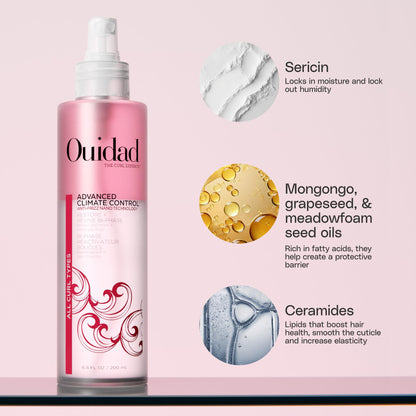 Ouidad Advanced Climate Control Restore + Revive Bi-Phase Spray - Refresh Curls Between Wash Days, Adds Moisture & Shine with Mongongo & Grapeseed Oils, Fights Frizz, All Curl Types, Sulfate-Free