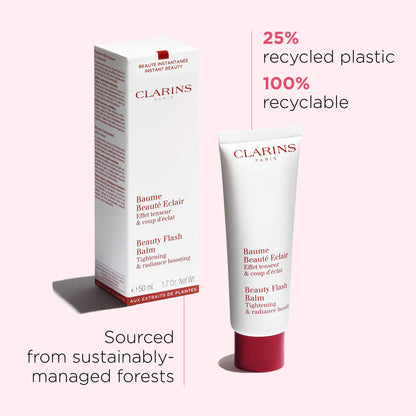 Clarins Beauty Flash Balm | 3-In-1 Hydrating 10-Minute Face Mask, Make-Up Primer, or Quick Pick Me Up Radiance Booster | Moisturizes, Brightens and Visibly Tightens | Non-Oily and Non-Comedogenic