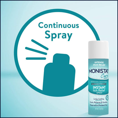 Monistat Instant Itch Relief for Women, Feminine Care Spray, for Relief from Intense Vaginal Itch, 2 Oz