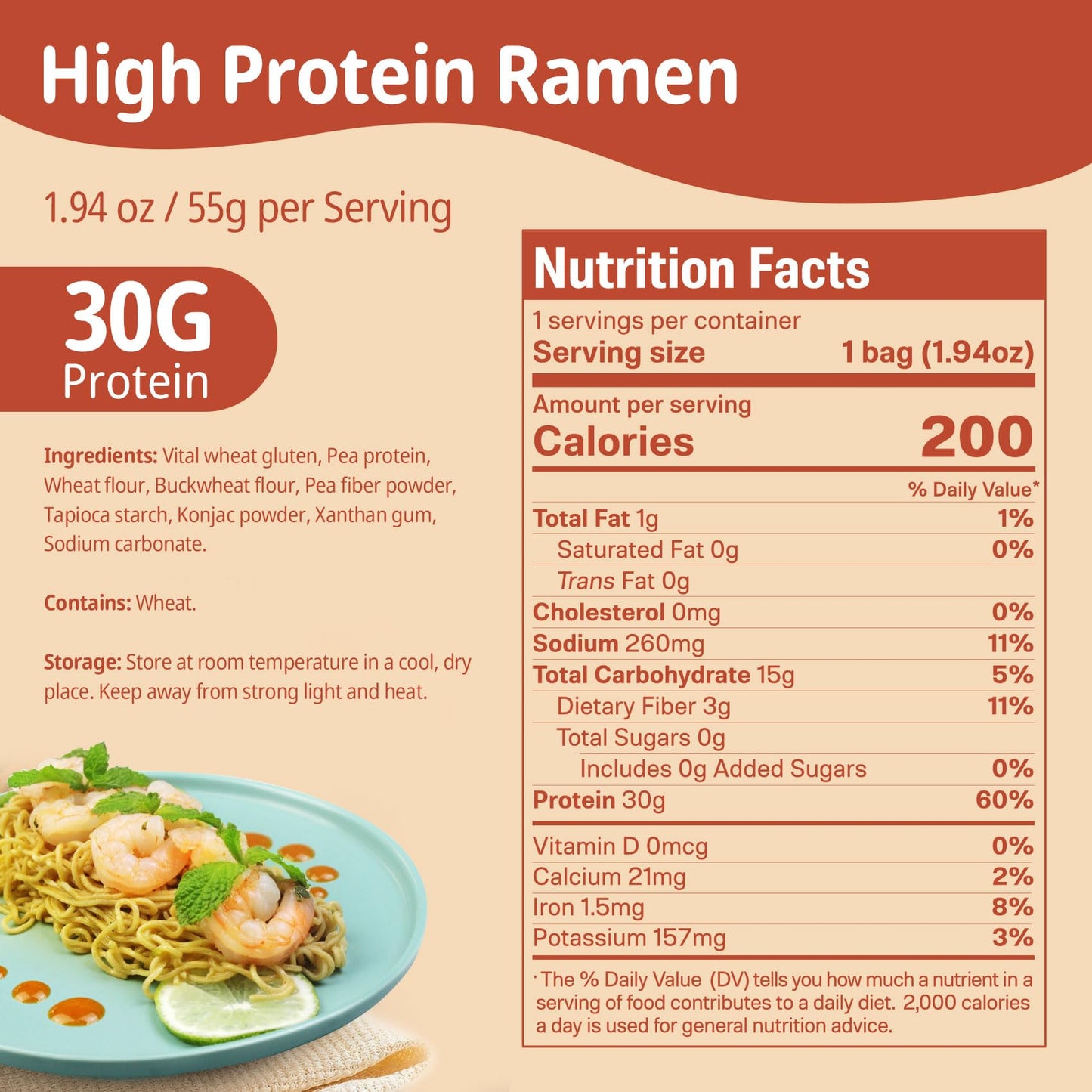 VOLO VERO High Protein (30g) Ramen Noodles Plain, 8 Pack Plant-Based Vegan Noodle | Sugar-Free, Low Fat, Non-Fried, Non-GMO, Egg & Dairy Free | Ready to Eat, Healthy Asian Meal Alternative