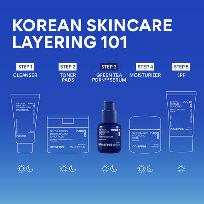 innisfree Green Tea Retinol PDRN Firming Serum - Vegan Korean Skincare for Fine Lines and Smoothing Skin Texture, Available in Gift Set