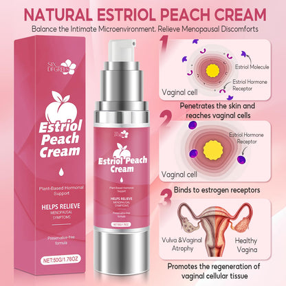 Natural Silky Peach Cream for Women, Plant-Based Estrogen Cream - Relieves Menopausal Vaginal Dryness & Itching, Regulates Female Hormonal Balance (1.76 fl.oz)
