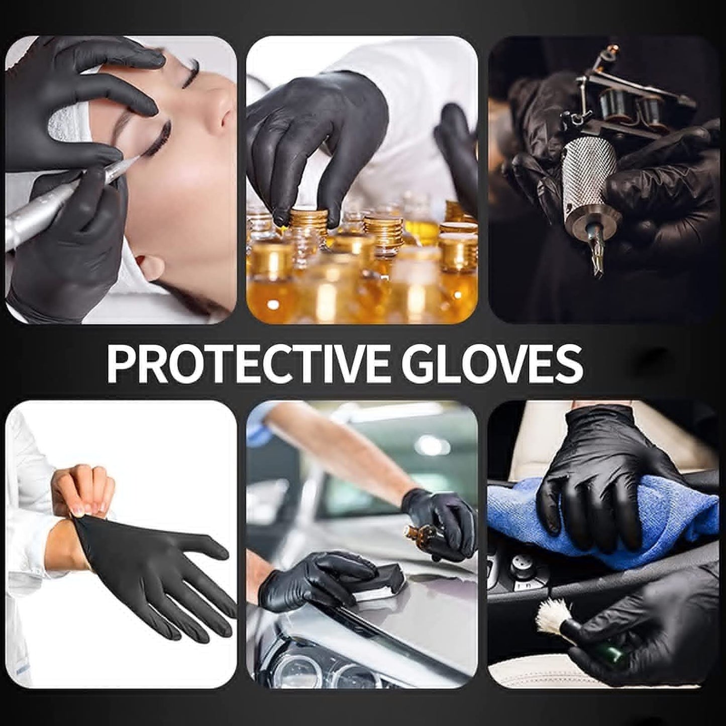 Intco Basic Medical BLACK Nitrile Exam Gloves, 5 Mil,- Latex-Free & Powder-Free, Case of 1000 (Small-1000)