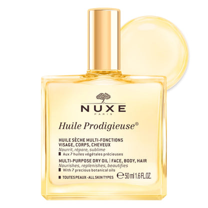 Nuxe Huile Prodigieuse Multi-Purpose Dry Oil - Radiant Glow and Lightweight Hydration for Face, Body & Hair. Nourishes, Repairs and Enhances